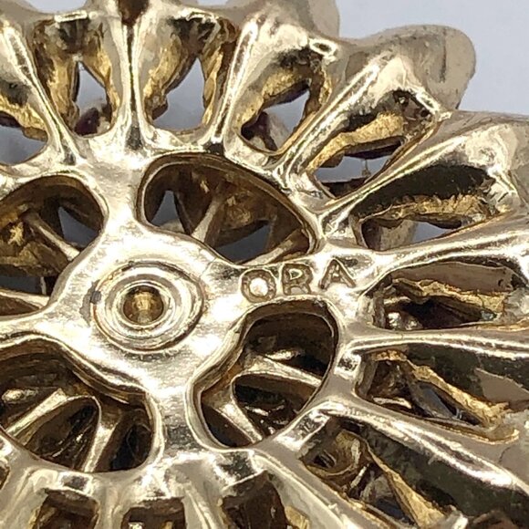 Vintage Purple Floral Screw Back Earrings + Bonus Brooch (Needs Repair) - Picture 6 of 14